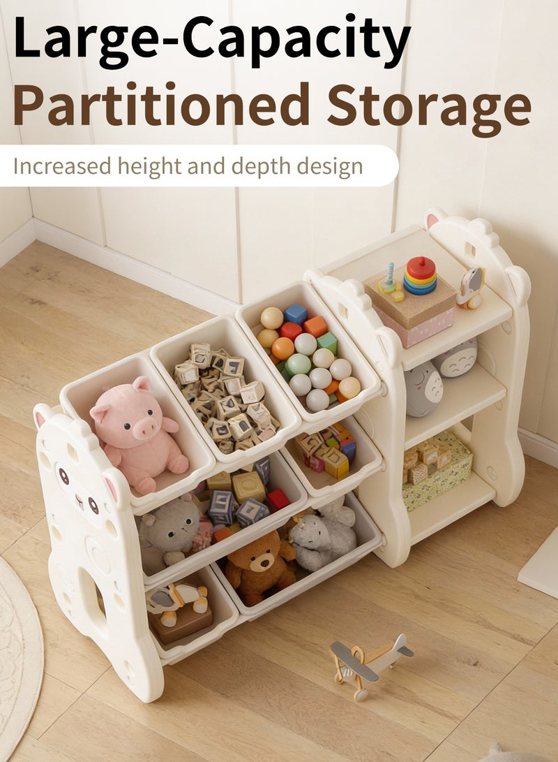 HomKawt Children Toy Storage Organizer with Large Capacity Bins, Kids Toy Storage Rack with 45° Tilt Boxes, Toy Box Organizer Cabinet for Bedroom, Playroom & Nursery - Image 3